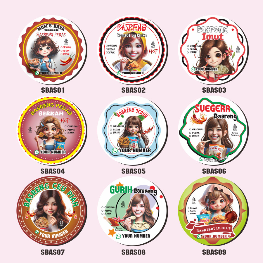 Jual Opikapip 9-15 Cetak Stiker Label Cemilan Basreng Sticker Makanan ...