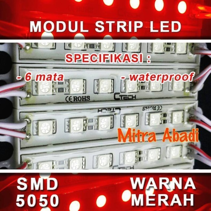 Jual LED Modul 6 Mata Strip SMD 5050 Red/Merah DC 12V | Shopee Indonesia