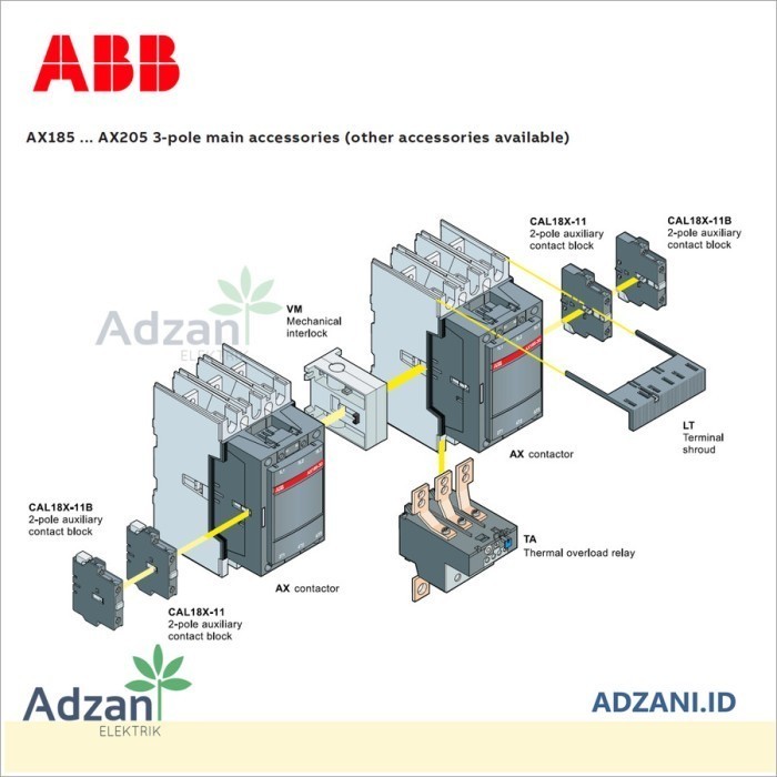 Jual [FS] ABB Auxiliary Contact Block CAL18-11 1NO+1NC 1SFN010720R1011 ...