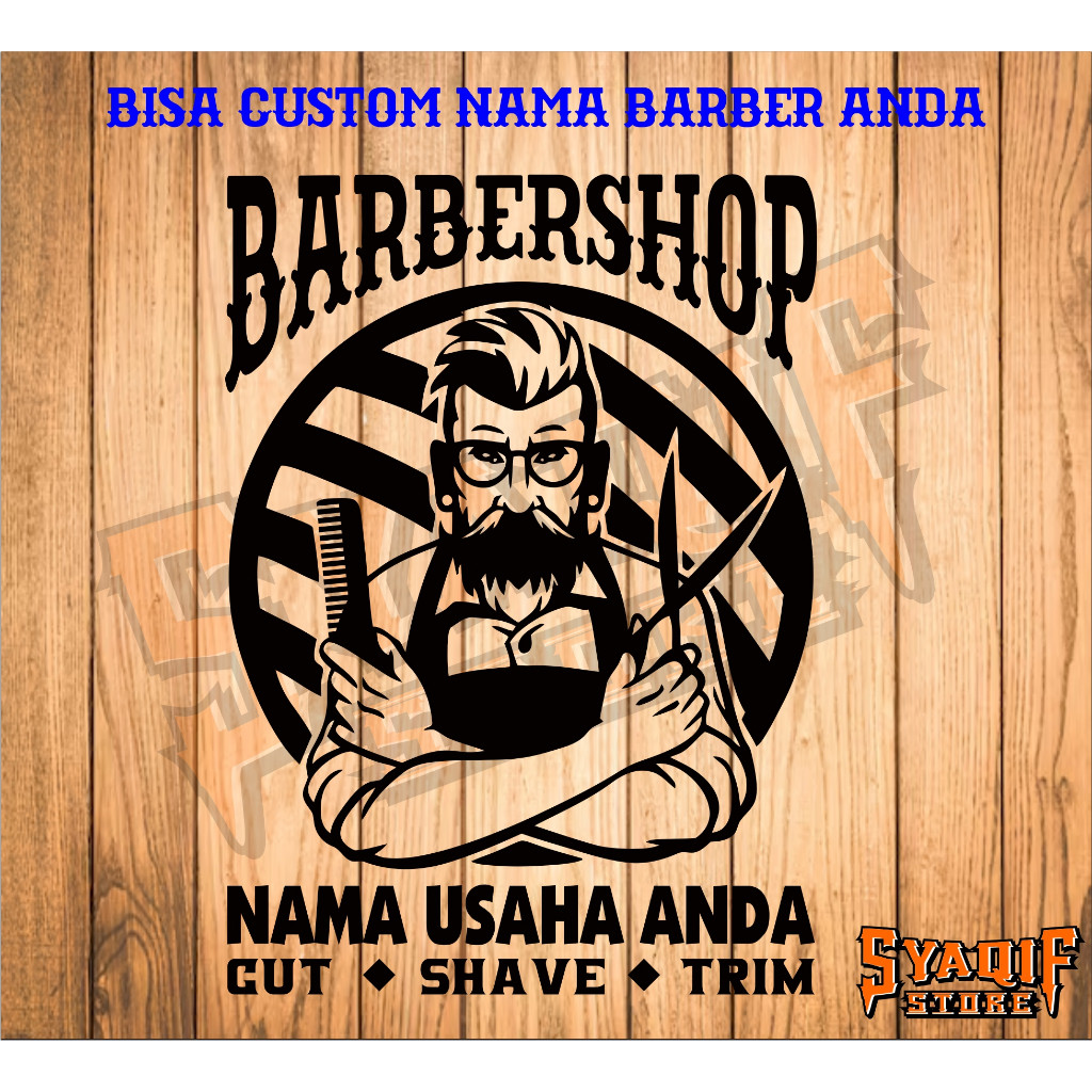 Jual Sticker CUTTING Sticker CUSTOM NAMA BARBER SHOP BARBERSHOP PANGKAS ...