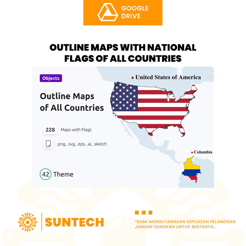 Jual OUTLINE MAPS WITH NATIONAL FLAGS OF ALL COUTRIES | Shopee Indonesia