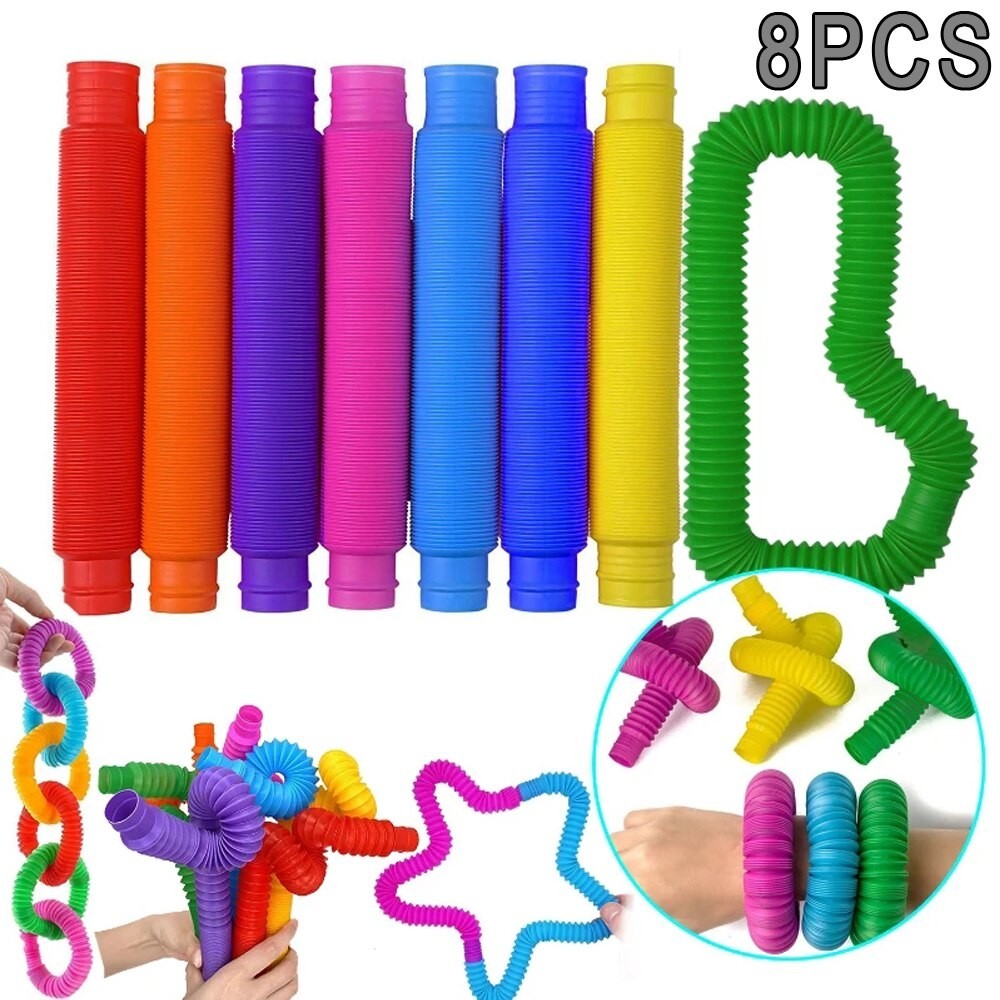 Jual 8PCS Colorful Telescopic Tube Pop Tube Stretching Tube Corrugated ...