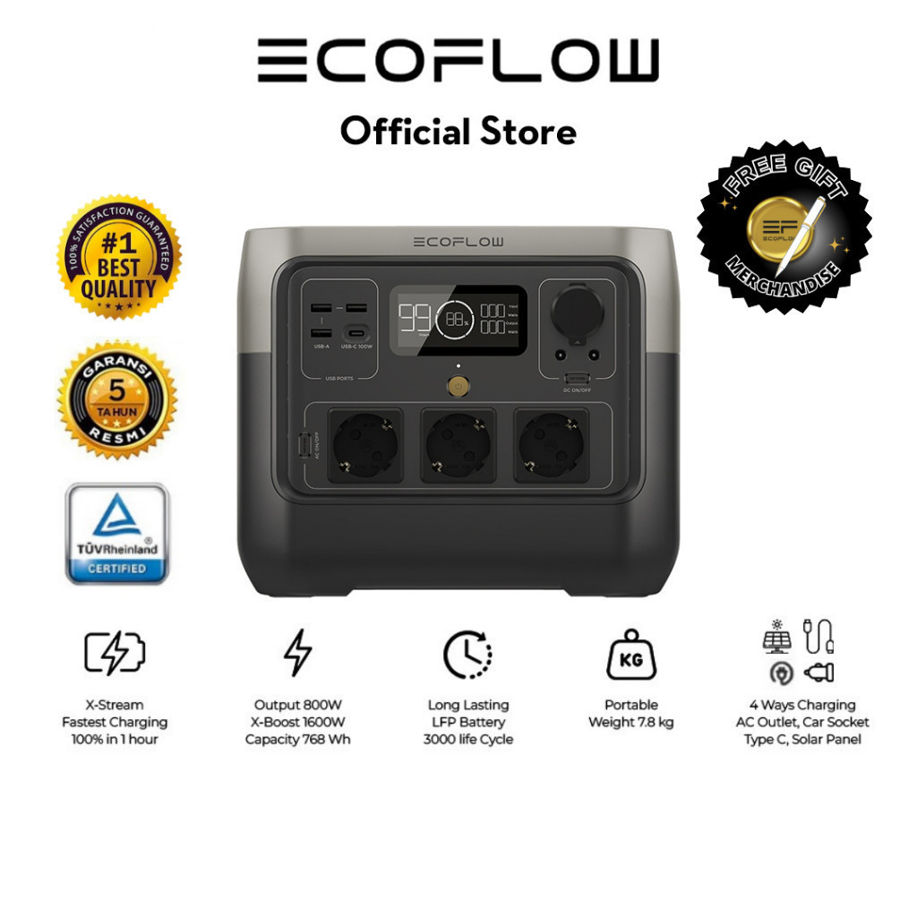 Jual Ecoflow River 2 Pro 768wh 800w Bundle Hemat Portable Power Station Outdoor Camping Hiking 7032