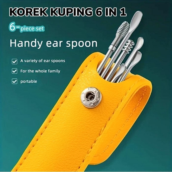 Jual Korek Kuping 6 In 1 Pouch Set Alat Pembersih Telinga Stainless ...