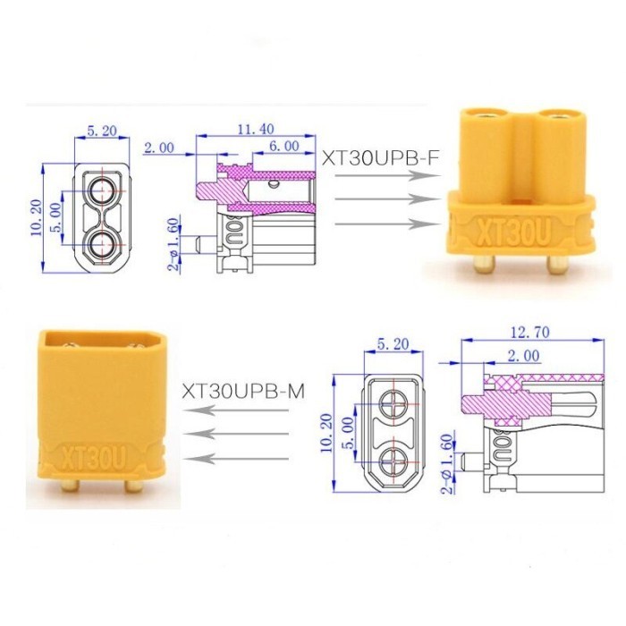 Jual Konektor Baterai LiPo XT30 XT 30 Male Female Jack Socket Banana ...