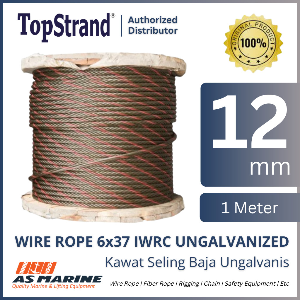 Jual Wire Rope / Kawat Seling Baja 6x37 IWRC Ungalvanized 12 mm 1/2 ...