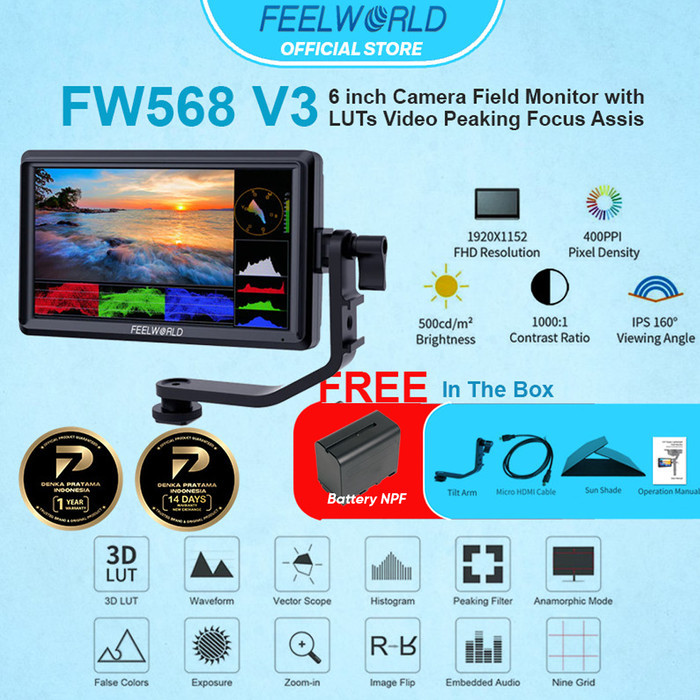 FEELWORLD FW568 Pro Moniteur De Caméra + Batterie 4400mAh