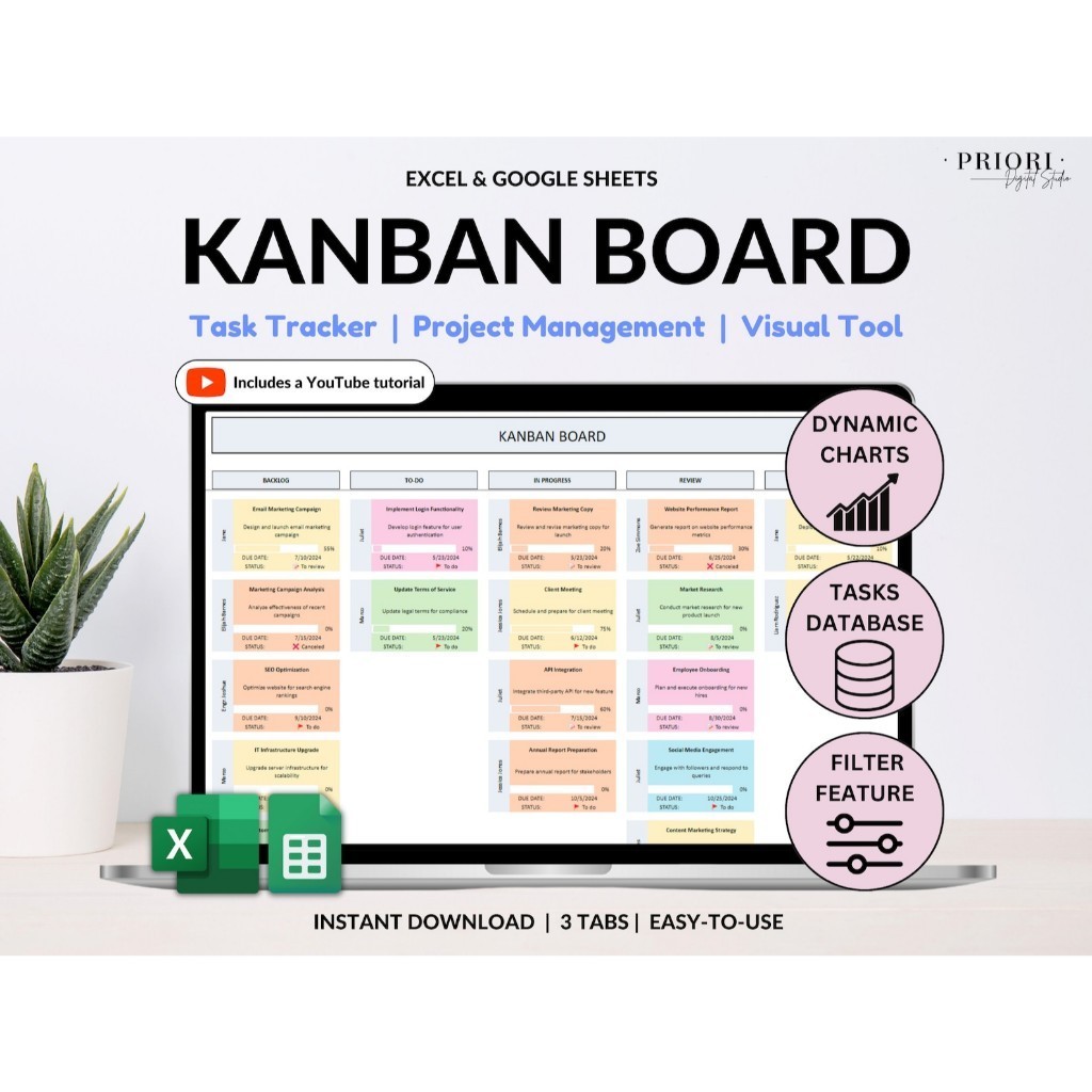 Jual Kanban Board w/ Task Tracker for Small Business Project Planning ...