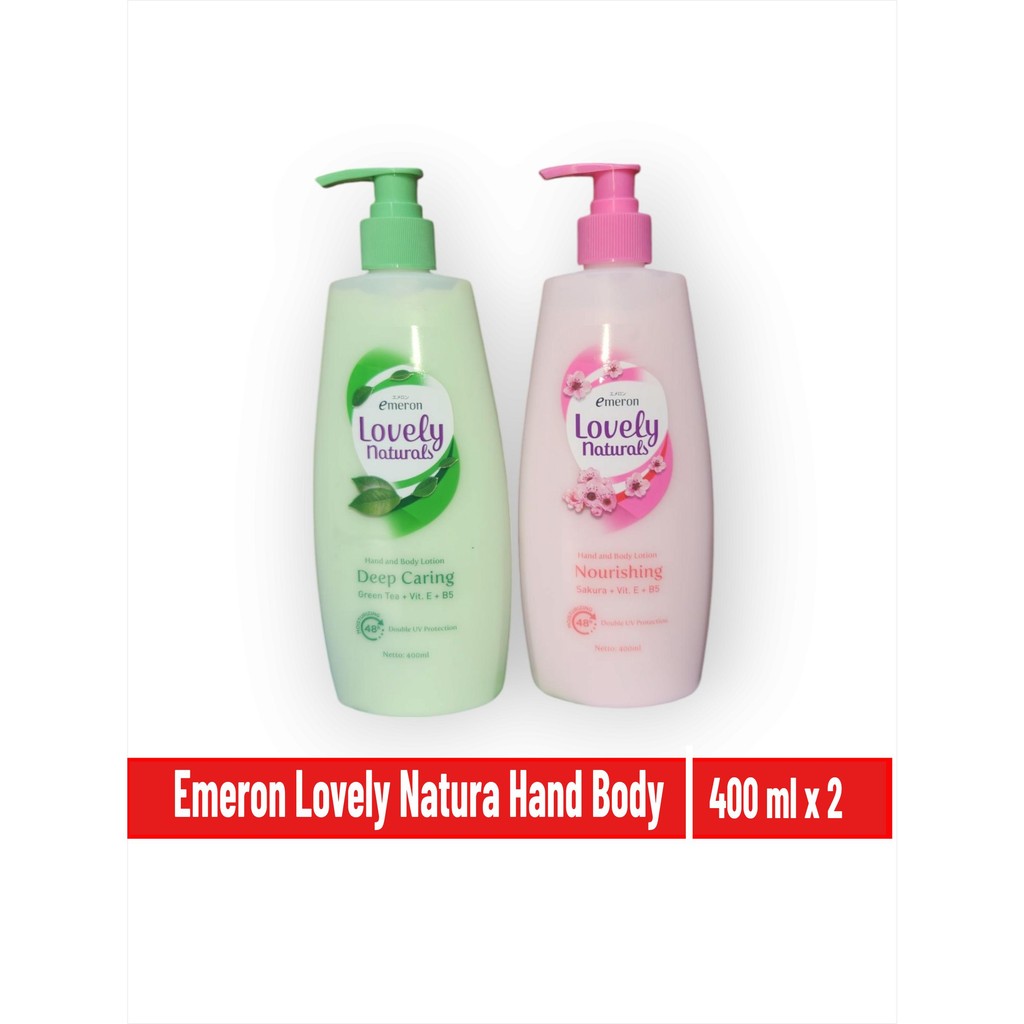 Jual Paket 2 Botol Emeron Lovely Natural 400 ML Hand And Body Lotion ...