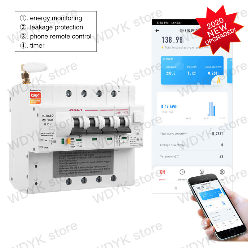 Jual three phase Tuya Din rail WIFI Smart Energy Meter leakage ...