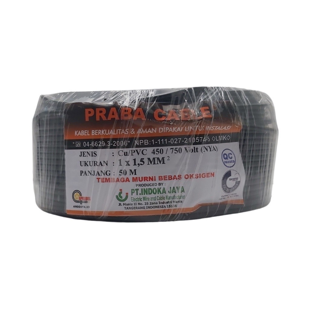 Jual Kabel NYA Praba 1.5mm 50 Meter SNI Kabel Listrik Tunggal Tembaga 1 ...