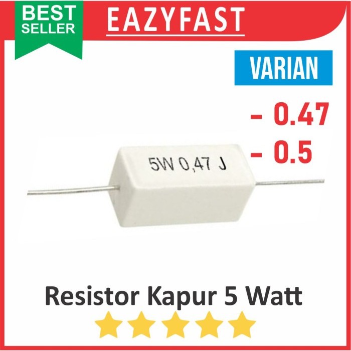 Jual Resistor R Kotak Kapur 0.47 0.5 Ohm 5 W Watt 5W Keramik Ceramic 0 ...