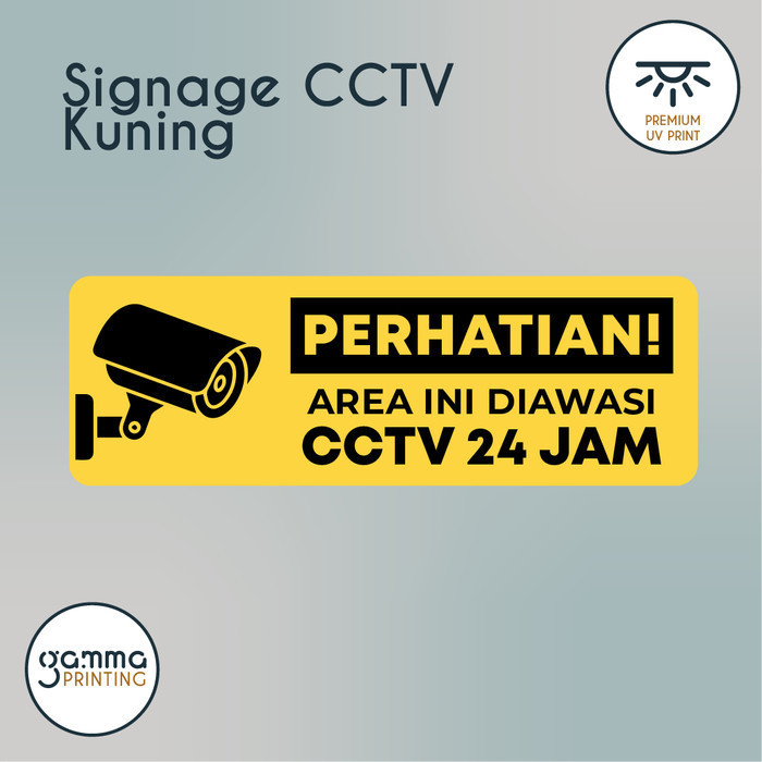 Jual Signage Kuning Akrilik CCTV 24 Jam UV Print / Tanda Acrylic Area ...
