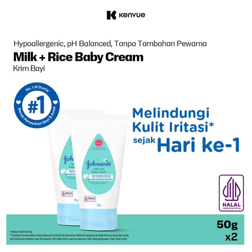 Jual JOHNSON'S Milk + Rice Baby Cream - Krim Bayi 50g - Isi 2 | Shopee ...