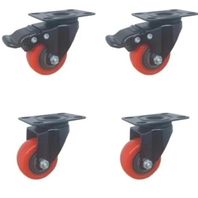 Jual Roda Pu Merah Medium Duty 2 Inch 1Set ( 2Rem 2Hidup) | Shopee ...