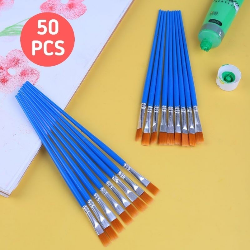 Jual MIGU 50 Pcs Kuas Lukis Flat Kuas Nylon Datar Paint By Number Kuas ...