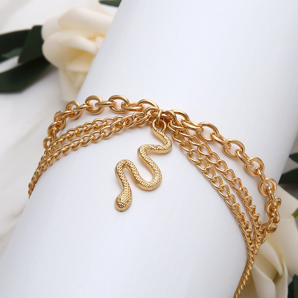 Gelang Kaki Model Ular Warna Emas Multi Rantai Snake Perhiasan Aksesoris  Fashion Wanita Kekinian