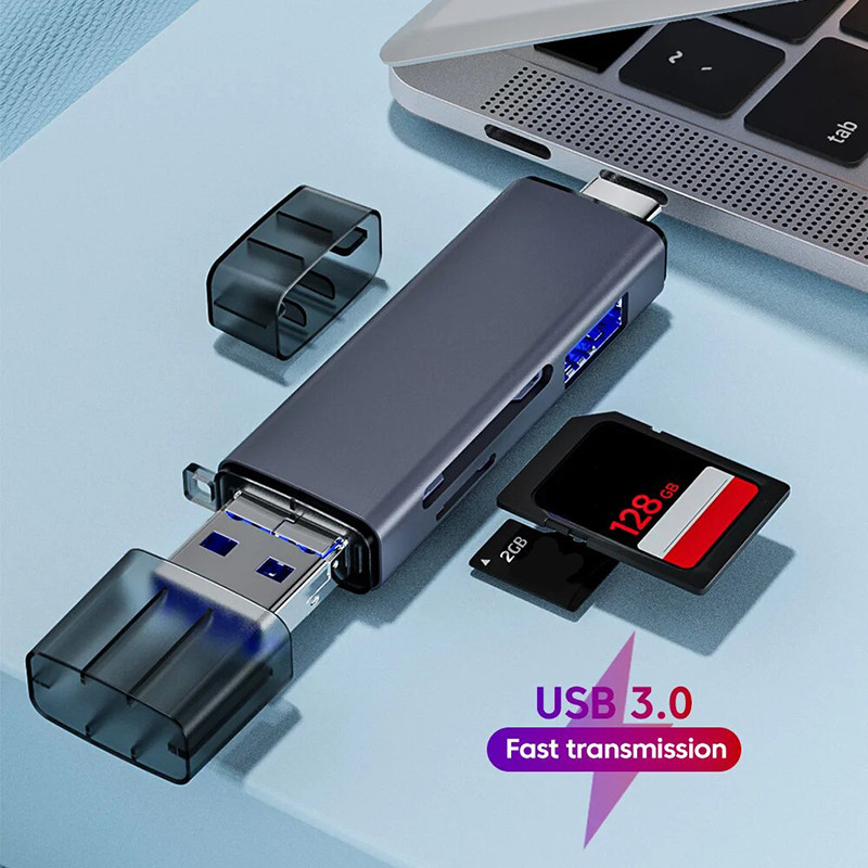 Jual 6 in 1 USB 3.0 Card Reader SD TF Card USB Flash Drive OTG Adapter ...