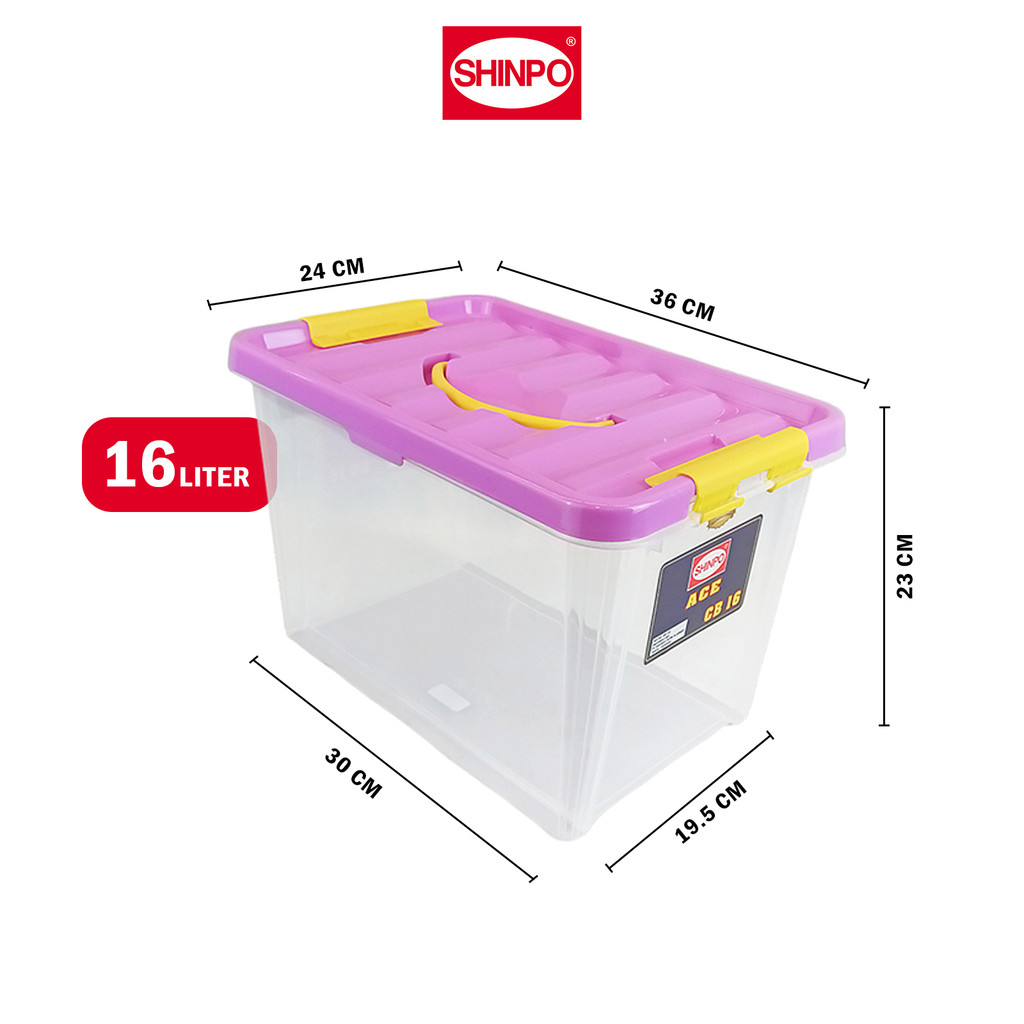 Jual SHINPO Ace Container Box Plastik with Lock Klip Pengunci 16 L ...