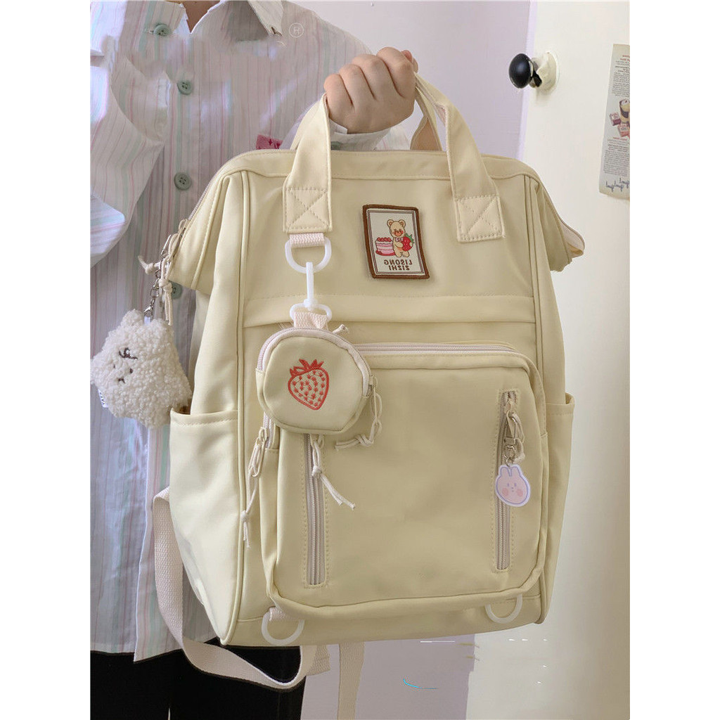 Jual Tas sekolah kuning susu wanita tas ransel mahasiswa gaya Jepang ...