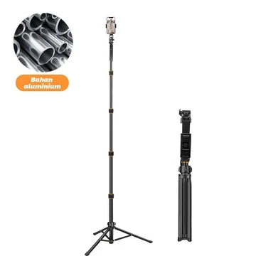 Tripod Live Streaming Penyangga Ponsel Teleskopik 2.1 Meter Tripod Berdiri Aluminium Alloy
