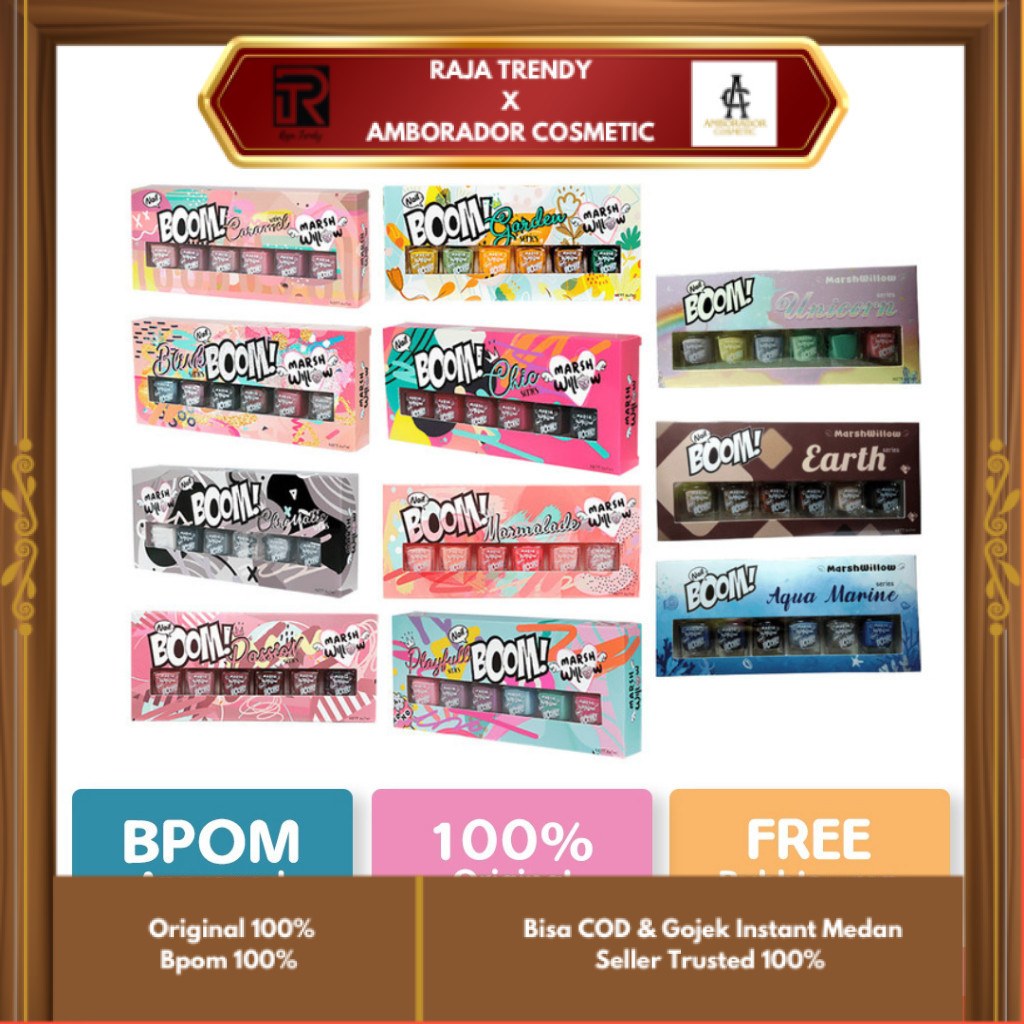 Jual MARSHWILLOW Kutex Nail Boom Series 6 x 7ml Kutek 1 Set isi 6pcs ...