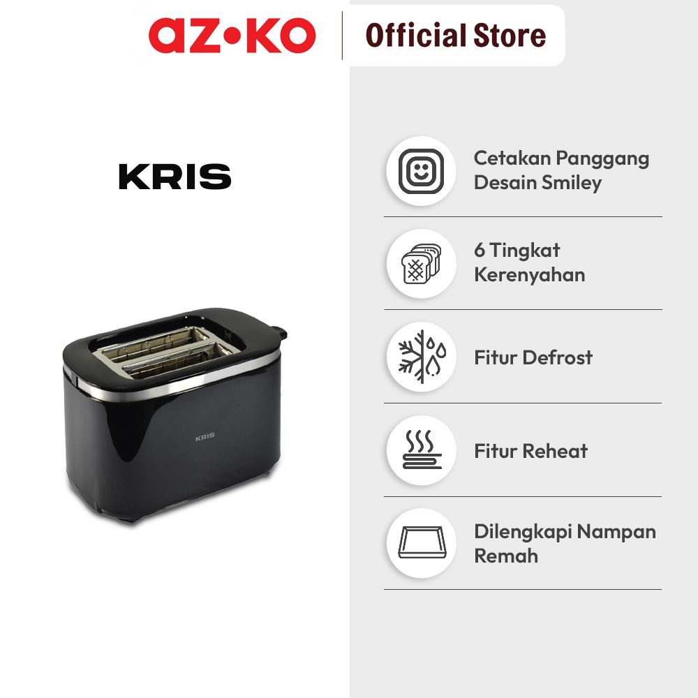 Jual Azko Kris Toaster Dengan Pattern Smiley - Hitam Panggangan Roti ...