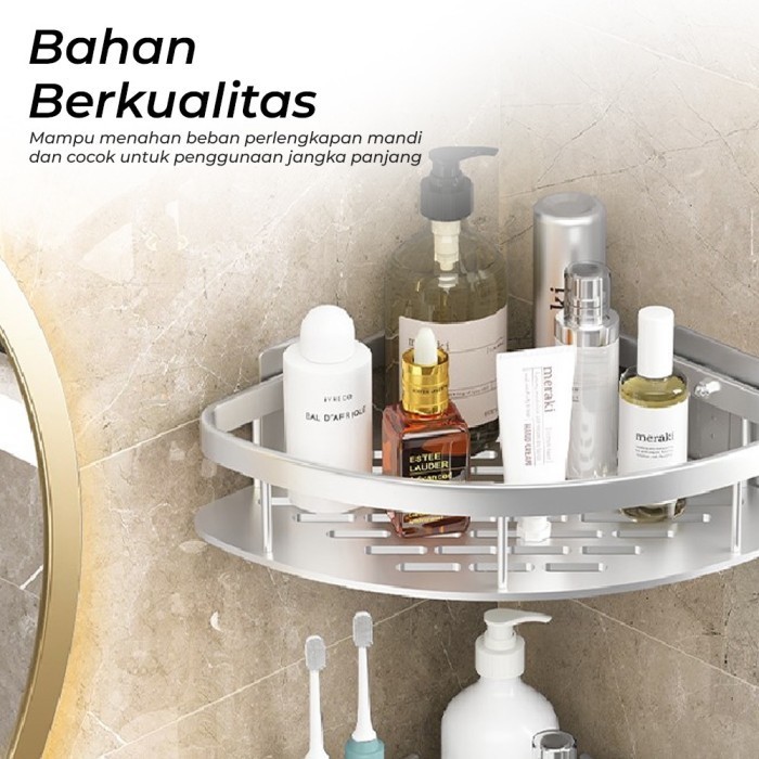 Jual rak sudut kamar mandi dapur model tempel kuat tanpa paku | Shopee ...