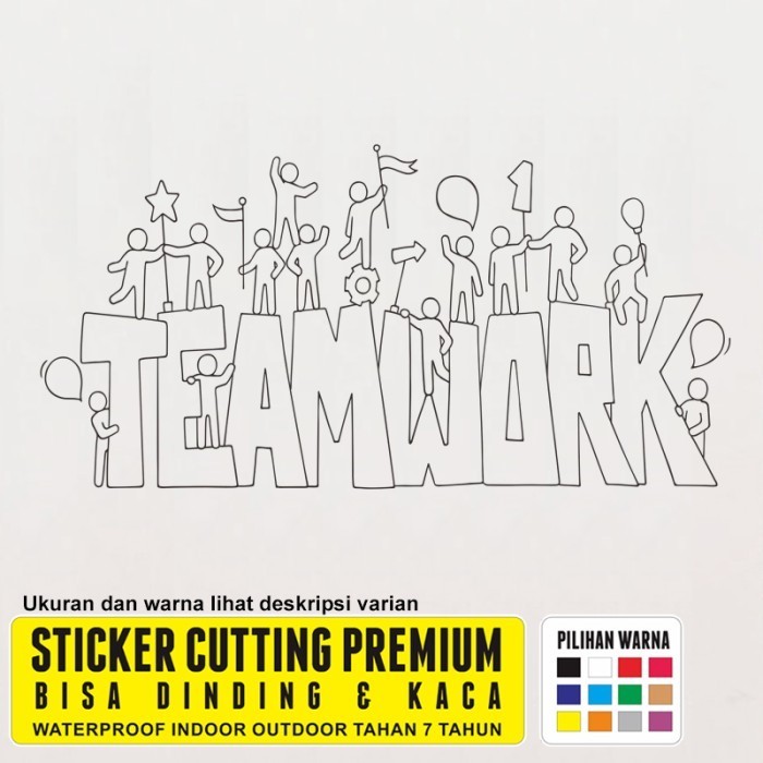 Jual Stiker Kaca Dinding Kantor Cutting Sticker Team Work Garis Orang ...