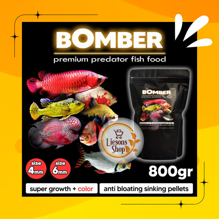 Jual Fish Food BOMBER Predator 800 Gram Pelet Pakan Ikan Predator Super ...
