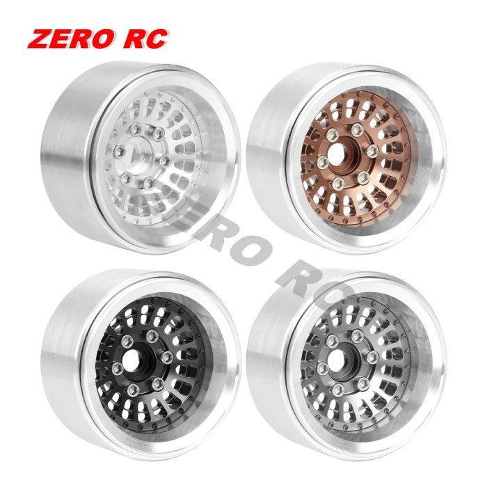 RC-Hub 1.9" Aluminum Beadlock Wheels (4) - For RC Crawlers Like D90, SCX10, CC01, Black & Silver - View #11
