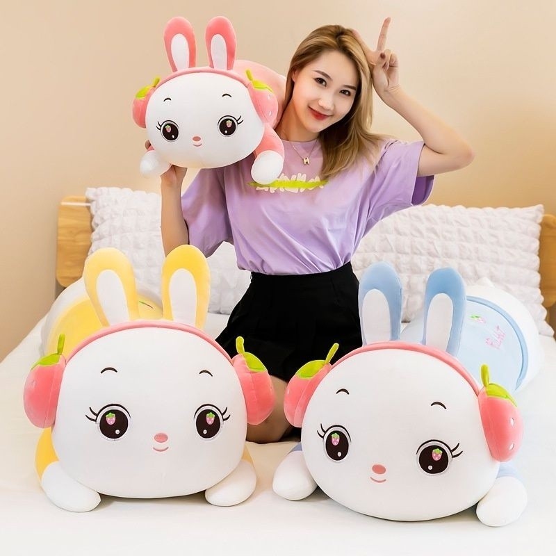 Jual Guling Rabbit Bunny Pakai Bando Strawberry Ukuran 50cm bahan halus ...