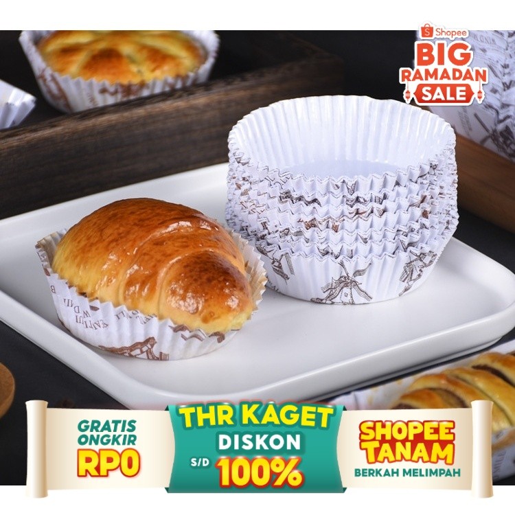 Jual aiGooTan - ALAS ROTI BULAT (ISI 10) - Paper Cup Case Bread Cake ...
