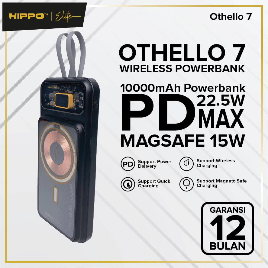 Hippo Elite Powerbank Othello 7 10000mAh 22.5W Magnetic Wireless Magsafe Power Delivery PD