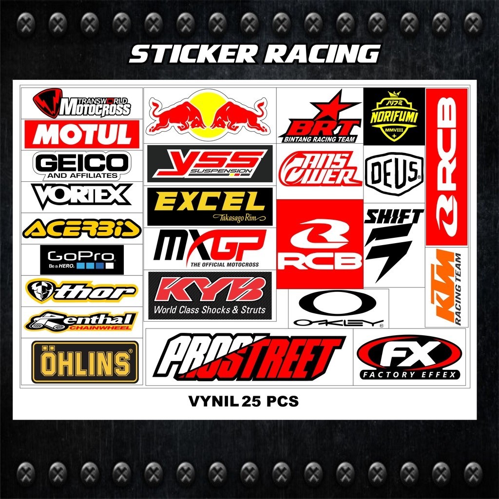 Jual STIKER PACK RACING ISI 25pcs/27pcs Stiker Racing Stiker Motor ...