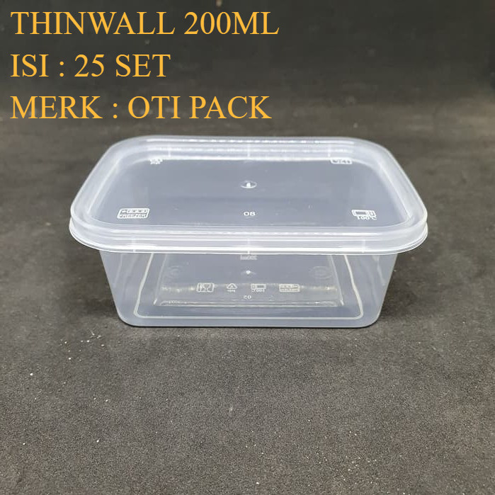 Jual Thinwall 200ml Rectangle Box Food Container Kotak Makan Plastik 200 Ml Shopee Indonesia 9579