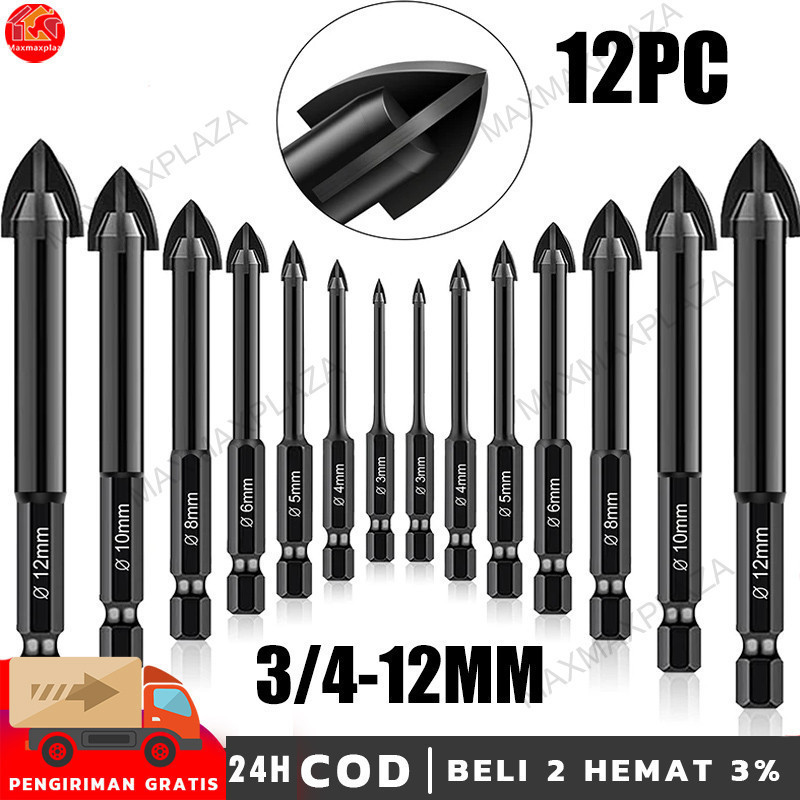 Jual Mata Bor Drill Set 12 pcs Multi Purpose Bor Besi Beton Kayu ...