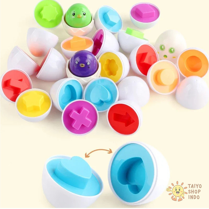 Jual TAIYO Mainan Anak Matching Eggs 6 pcs Shape Color Sorter ...