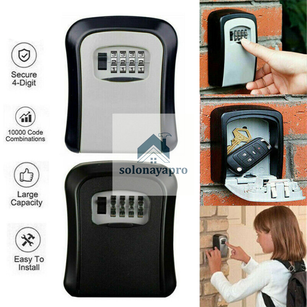 Jual Key Safe Box Outdoor 4 Digit Wall Mount Lock Kotak Kunci Dinding ...