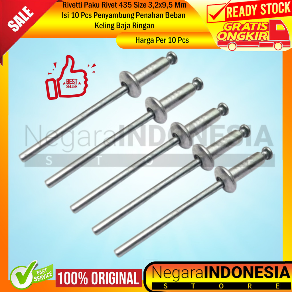 Jual Rivetti Paku Rivet 435 Size 3,2x9,5 Mm Isi 10 Pcs Penyambung ...