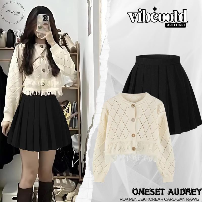 Jual Audrey Outfit Set Wanita Korea ( Bawahan Rok Pendek Mini + Atasan ...