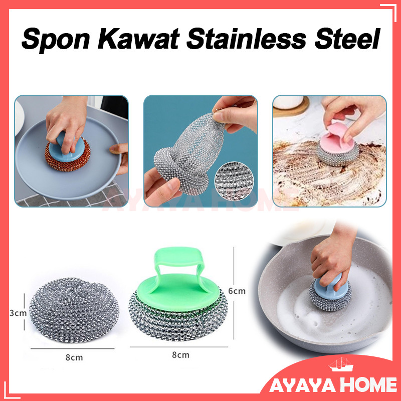 Jual Sikat Cuci Piring Kawat / Stainless Steel Panci Sabut Spons Sponge ...