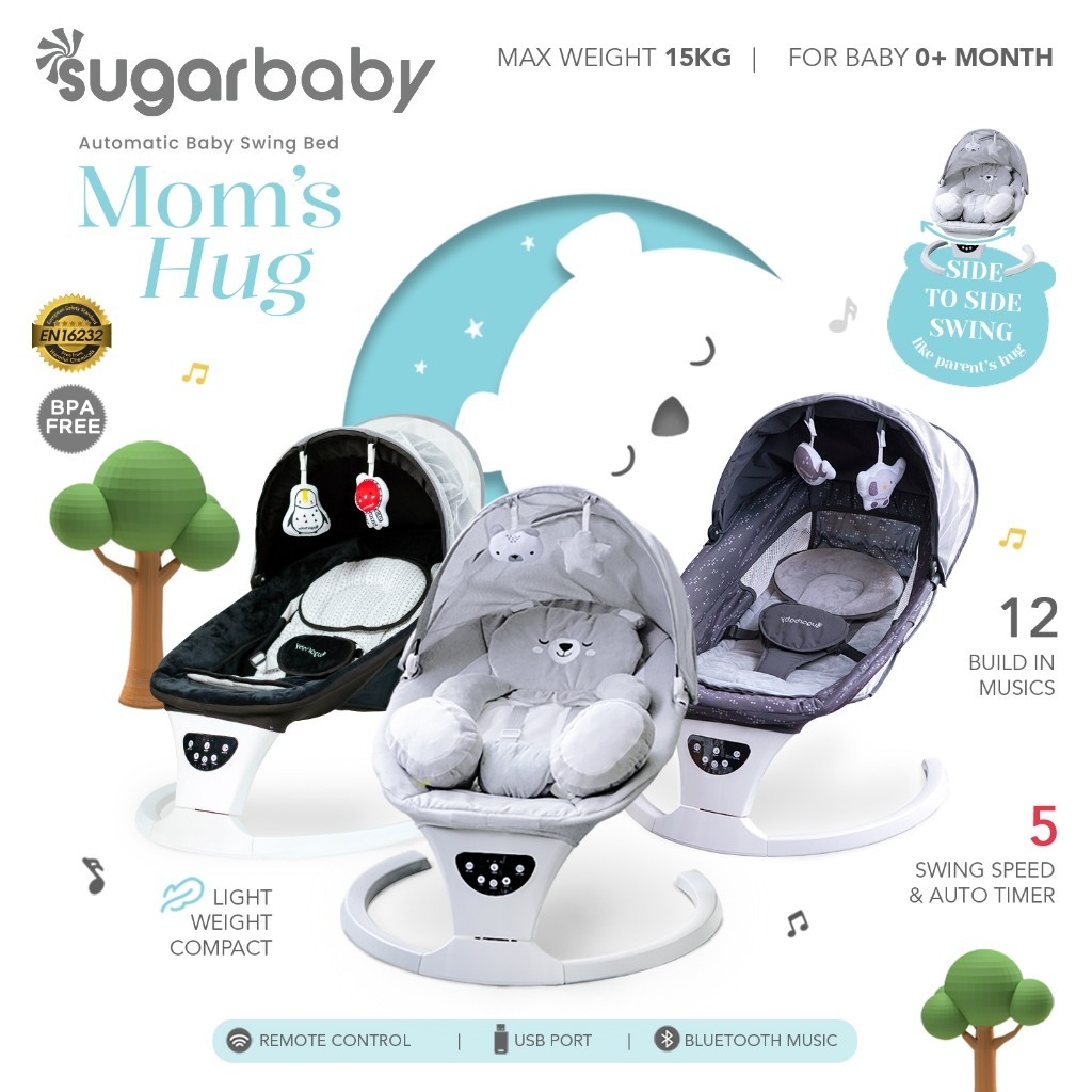 Jual Sugar Baby Moms Hug Automatic Baby Swing Bed Ayunan Bayi Electric ...