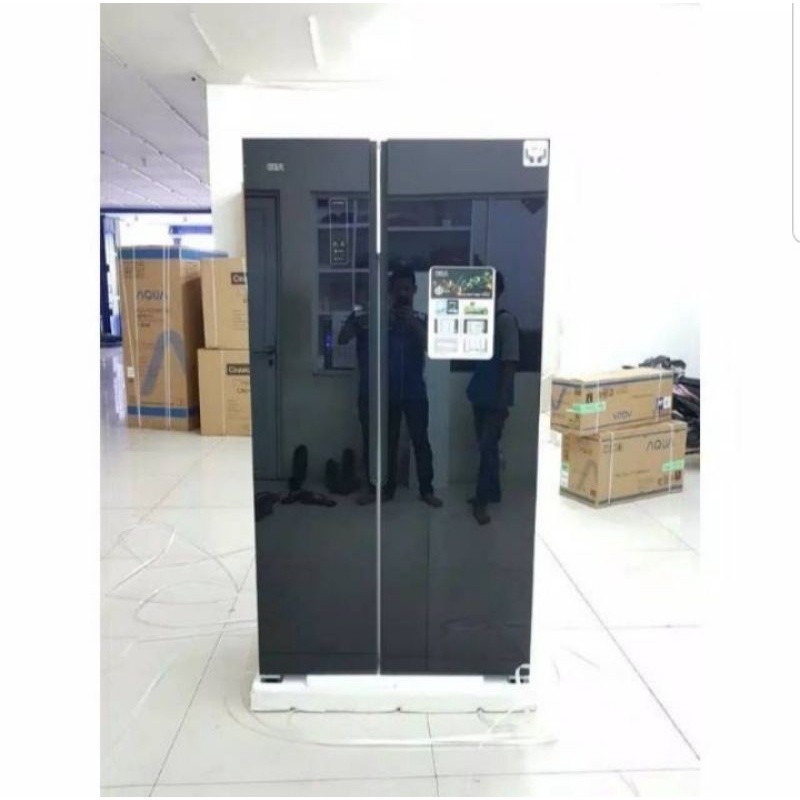 Jual Promo Hari Raya Promo Kulkas Side By Side Gea Black Glass Door