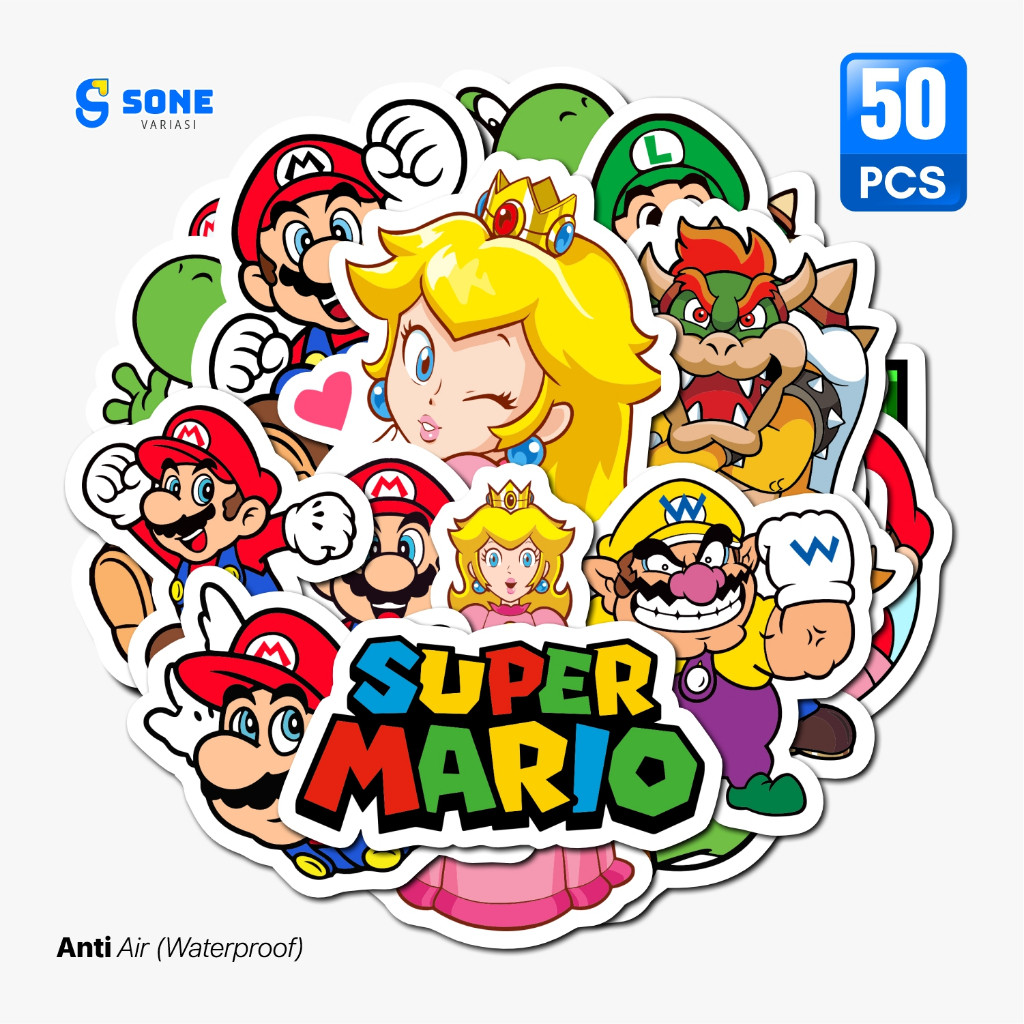Jual Stiker Mario Bros Paper Vinyl Waterproof Sticker Laptop Koper ...