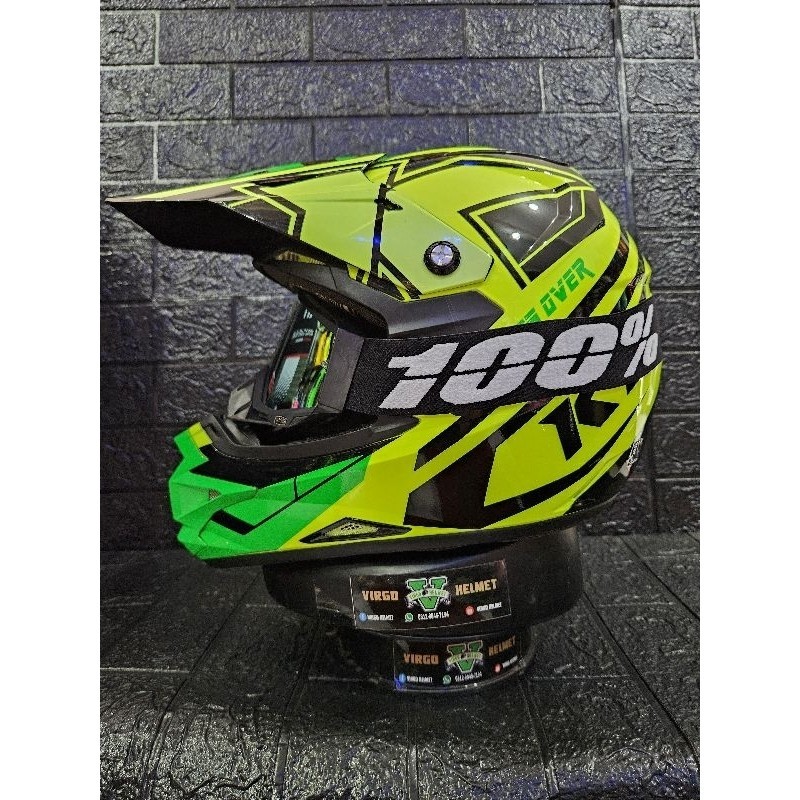 Jual Helm Kyt Trail Motocross Cross Over K Racing Green Fluo Shopee