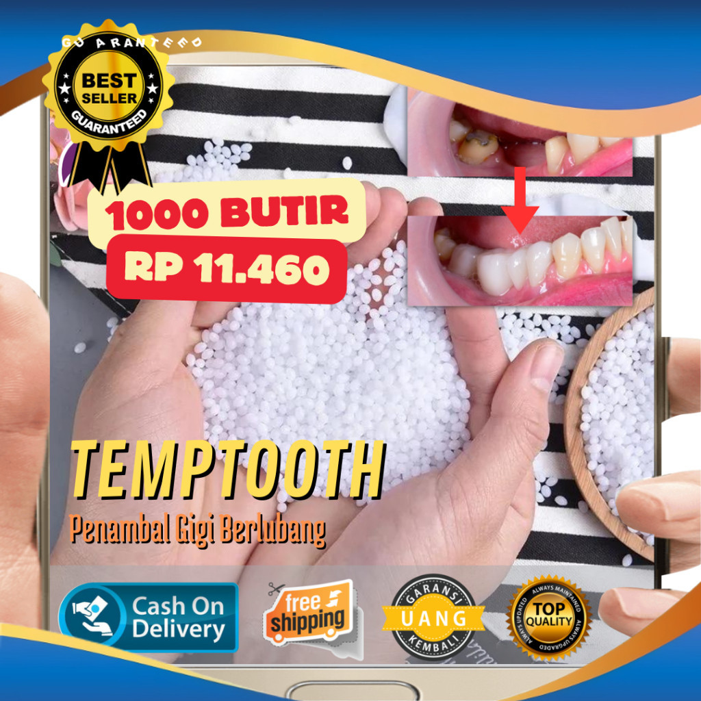 Jual Penambal Gigi Rusak Ompong 1000 Butir - Temptooth Gigi Palsu 1000 ...