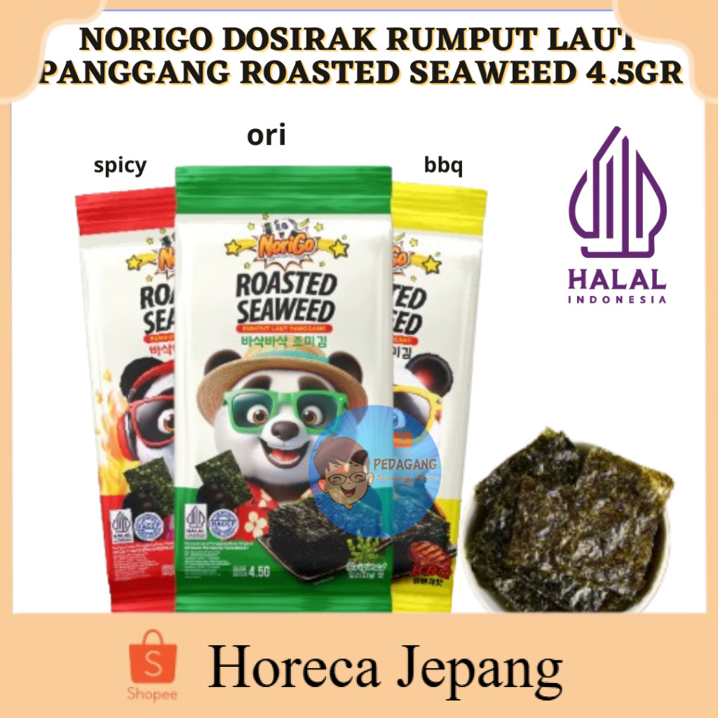 Jual NORIGO ROASTED SEAWEED 4.5G ADA 3 VARIAN RASA/ NORIGO DOSIRAK ...
