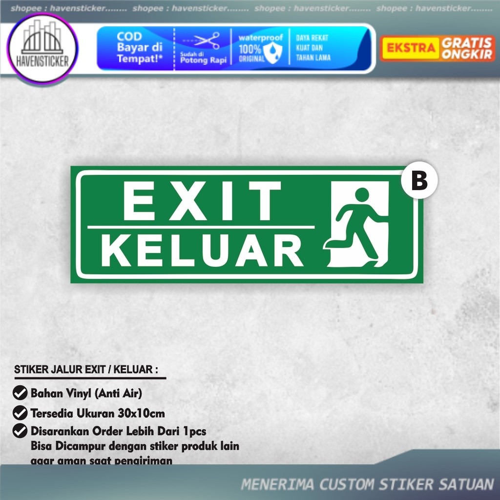Jual Stiker Exit - Sticker Jalur Exit - Stiker Keluar - Sticker Jalur ...