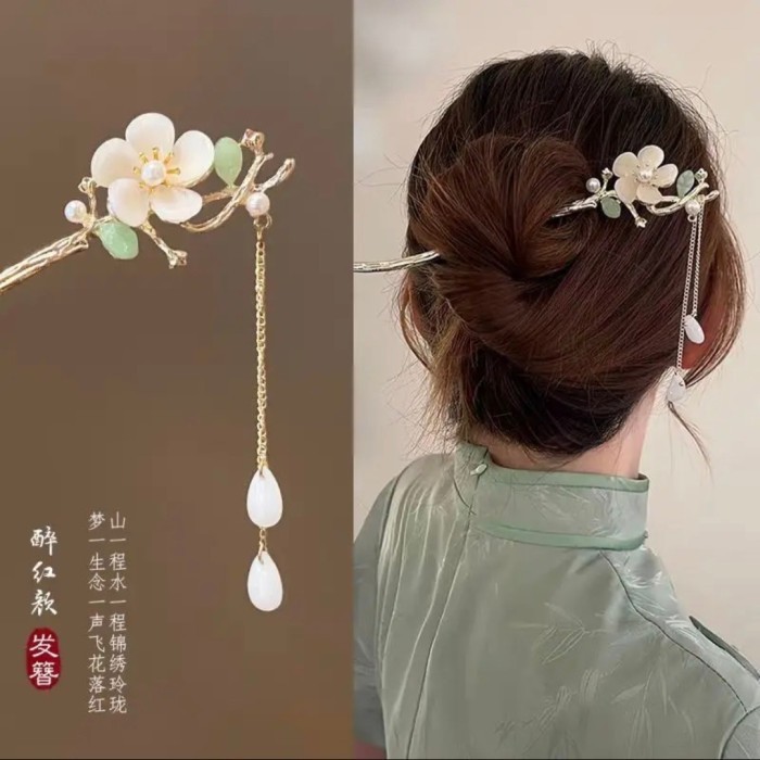 Jual Tusuk Sanggul Chinese Style Aksen Bunga Dengan Rumbai Tusuk Konde ...